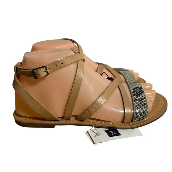 Gap Strappy Sandals With Snake Print Accent Womens US 6 / EU 36 Faux Leather - Picture 1 of 9